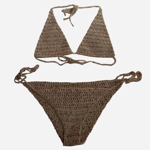 Unbranded Women's Brown and Cream Bikinis-and-tankini-sets